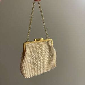 Elegant Cream Beaded Clutch